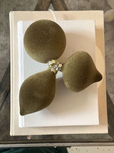 [98648] Set de 3 ornamentos velvet verdes