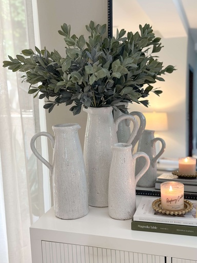 Jarrones blancos craqueleado tipo pichel (3 Tamaños)