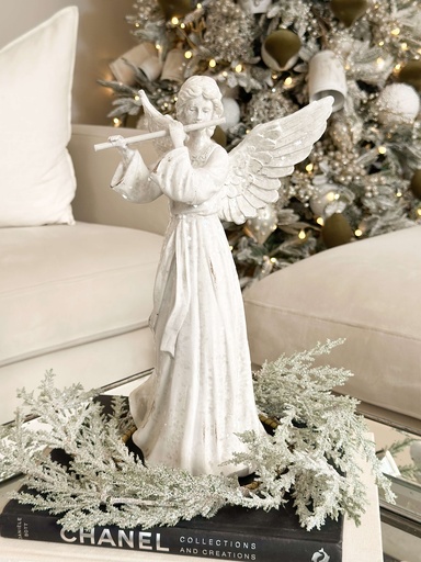 [50431B] Angel blanco con instrumento Flauta