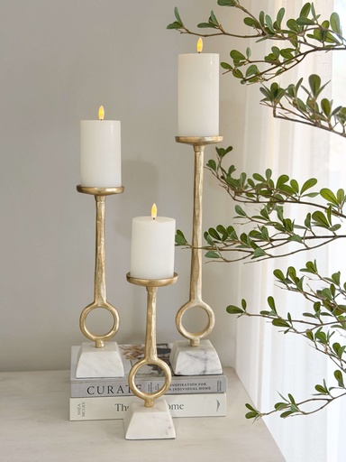 [D5549] Set de 3 Candelabros base cuadrada de marmol