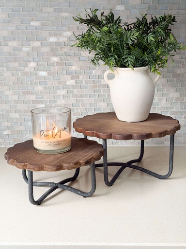 [D9094] Set de 2 cake stand scalloped de madera