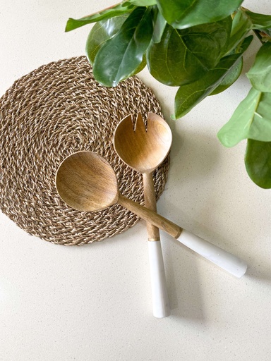 Set de 2 utensilios de madera y marmol