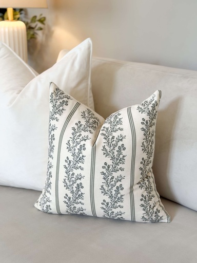 Forro de Cojin floral rayado verde suave